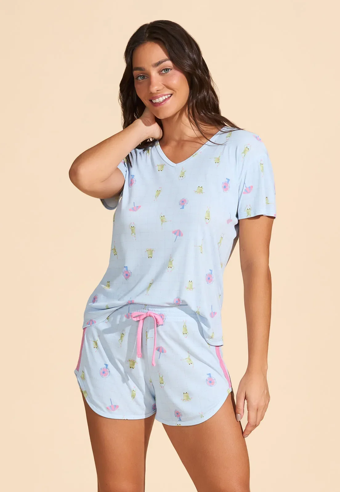 Pijama Blusa Manga Curta de Microfibra Baunilha — imagem 1