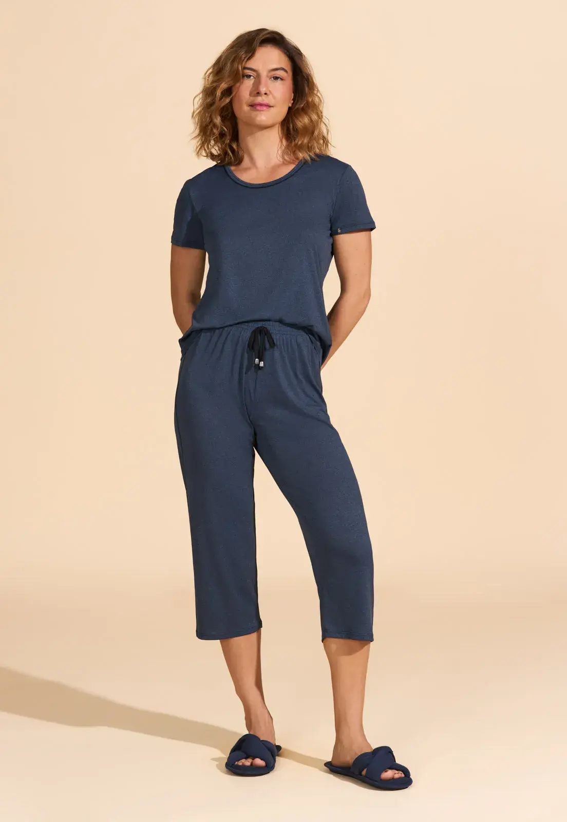 Pijama com Calça Capri de Microdry Recco