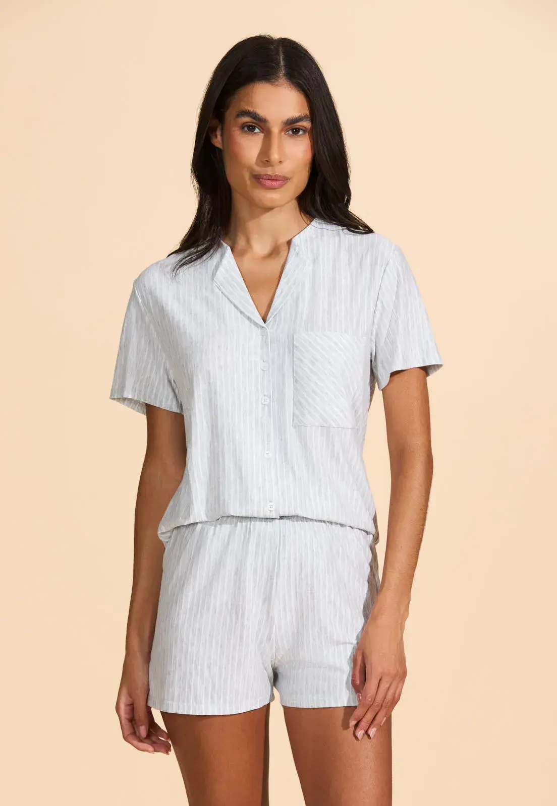 Pijama Americano de Viscose Listrada Recco