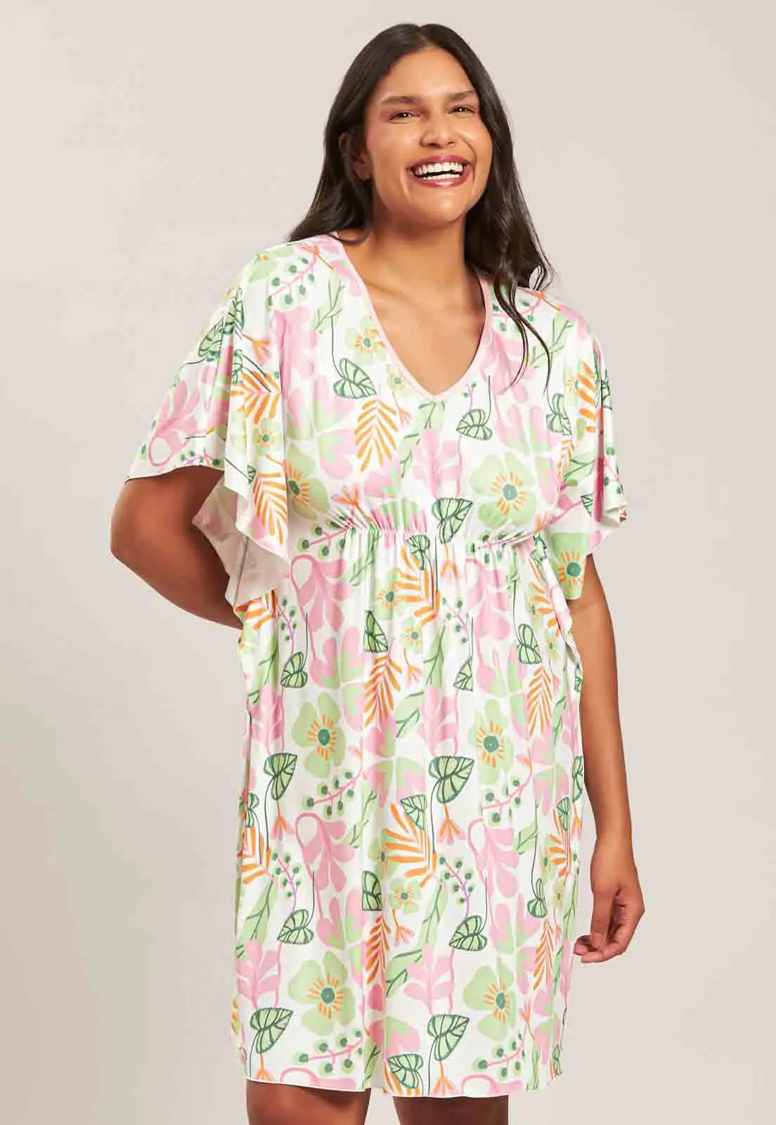 Caftan Plus Size Curta de New Skin Baunilha