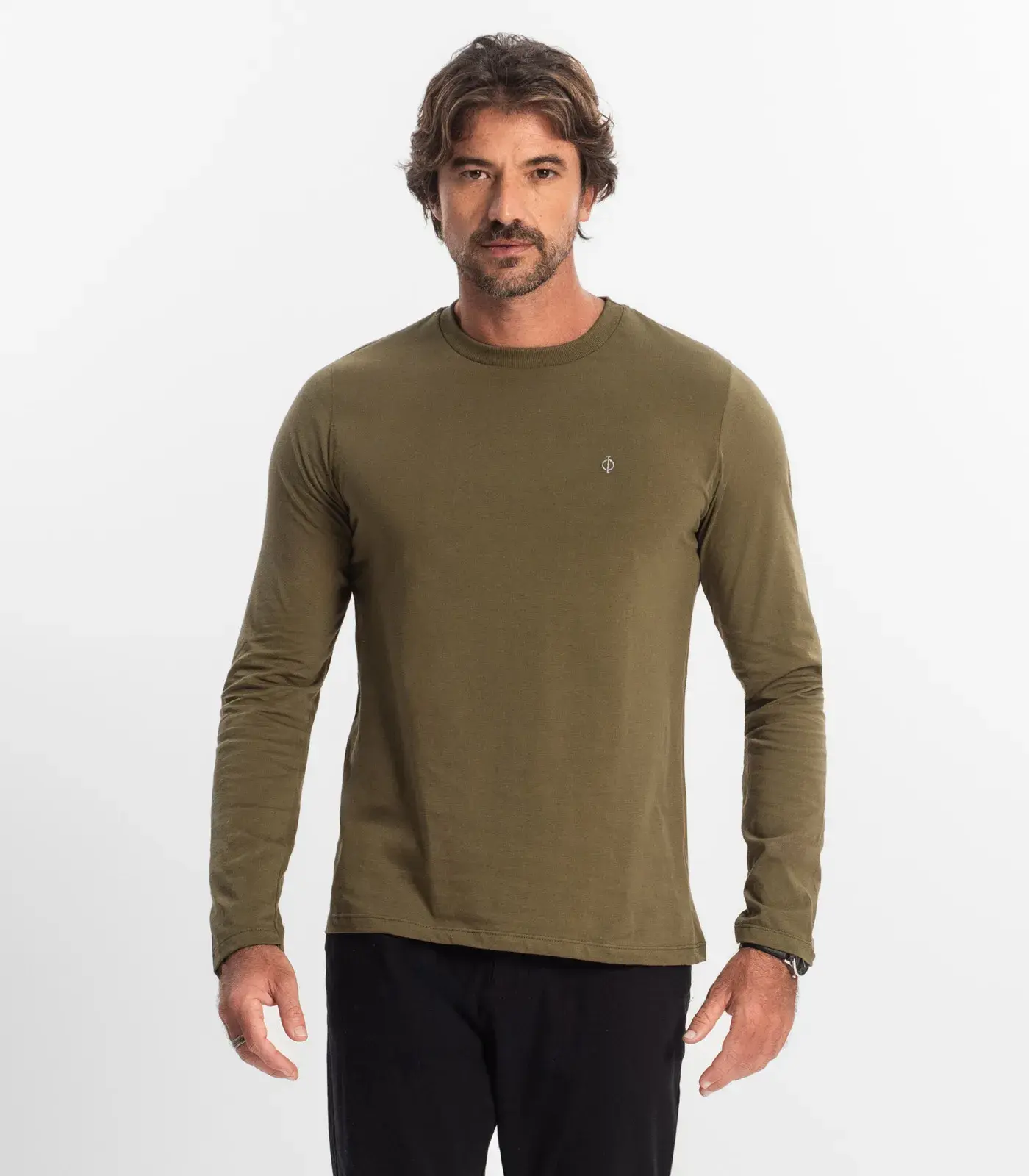 Camiseta Manga Longa Meia Malha Diametro Verde