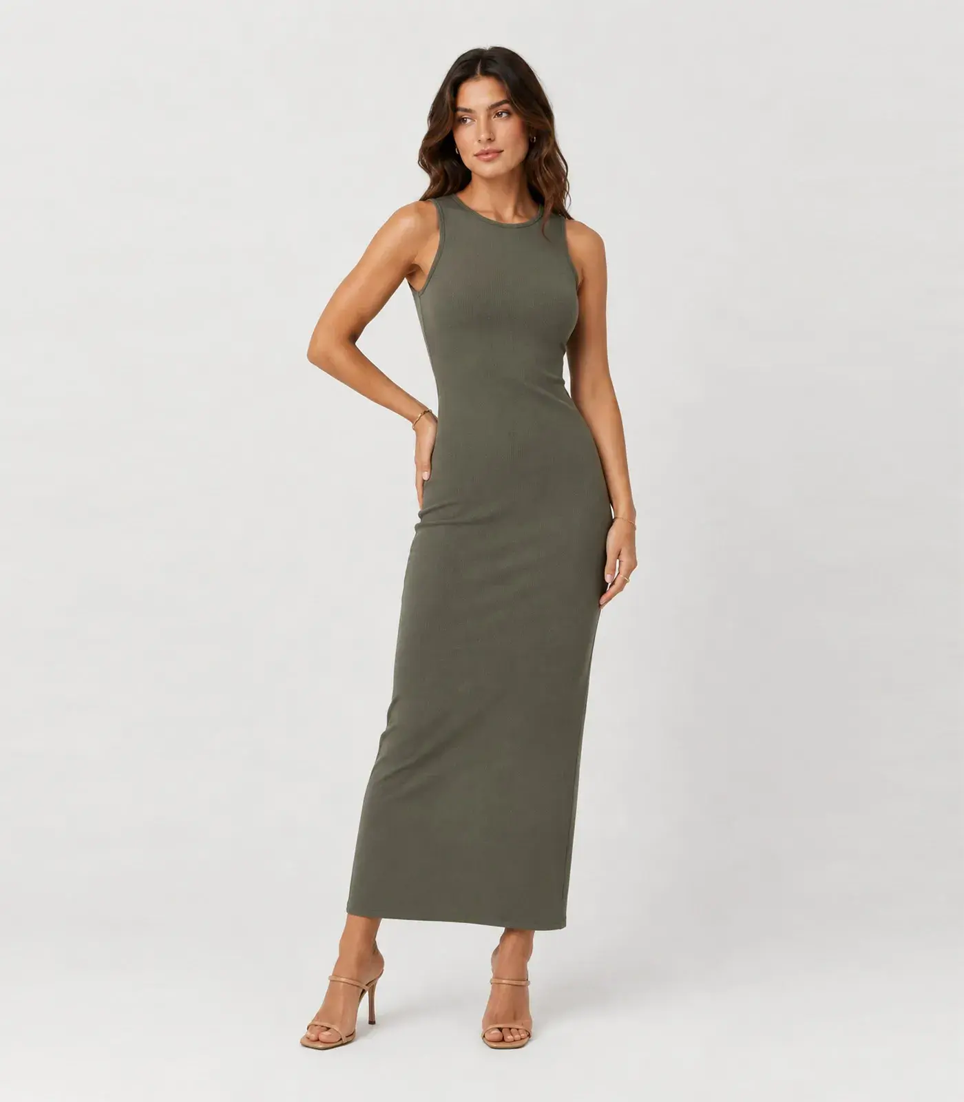 Vestido Midi Feminino Em Ribana Infinita Cor Verde