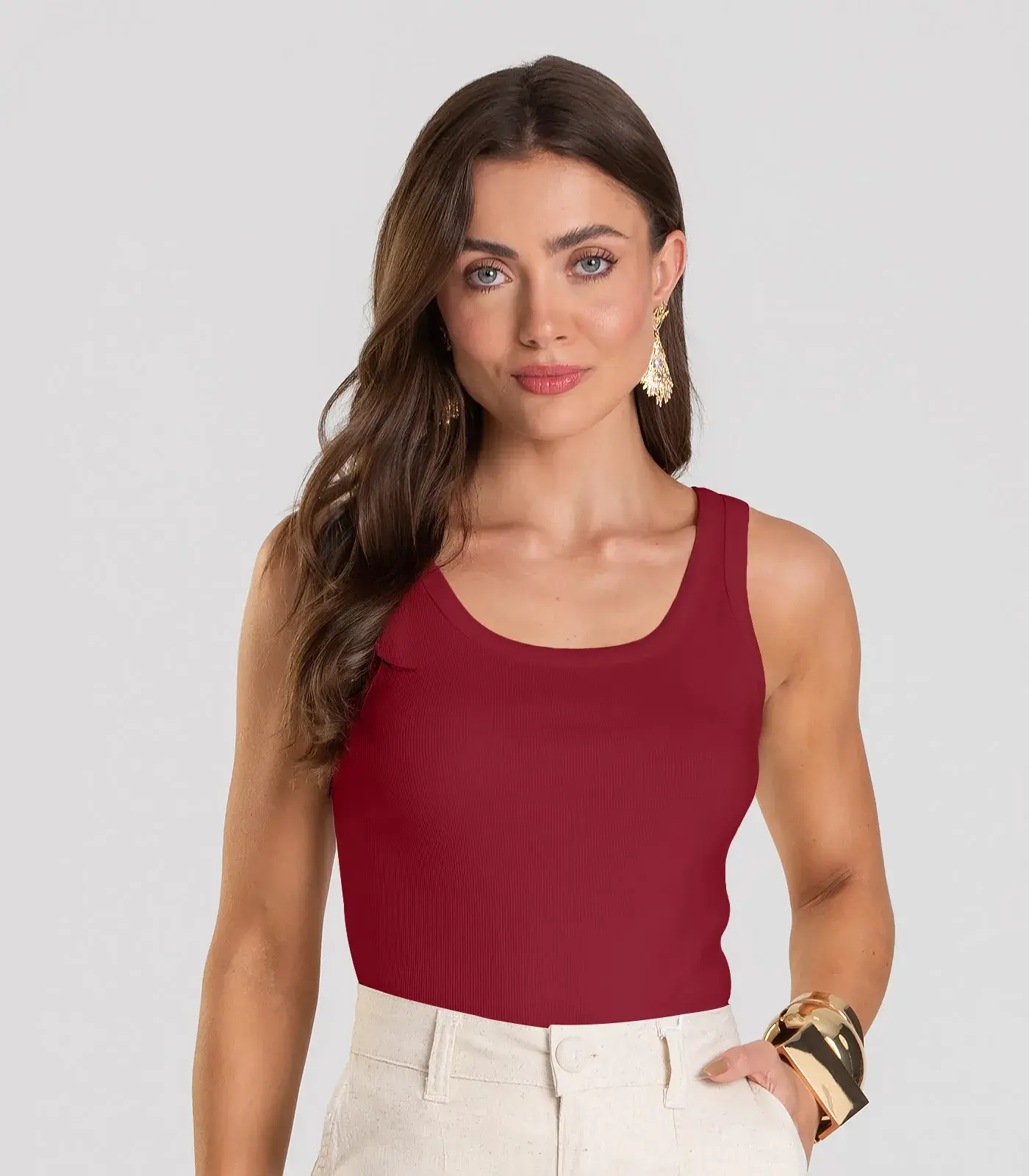 Regata Feminina Canelada Dianna Vermelho