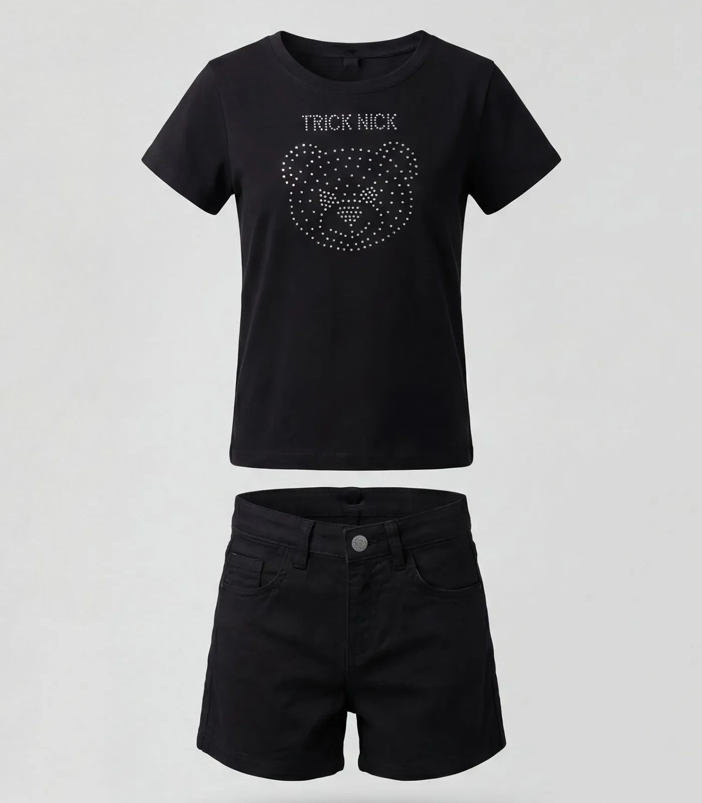 Conjunto Infantil Blusa Com Shorts Trick Nick Preto — imagem 1
