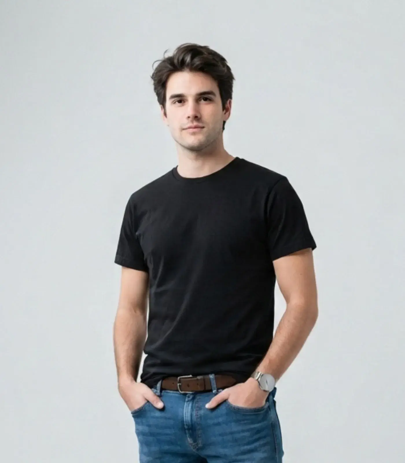 Camiseta Masculina Manga Curta Básica Infinita Cor Preto