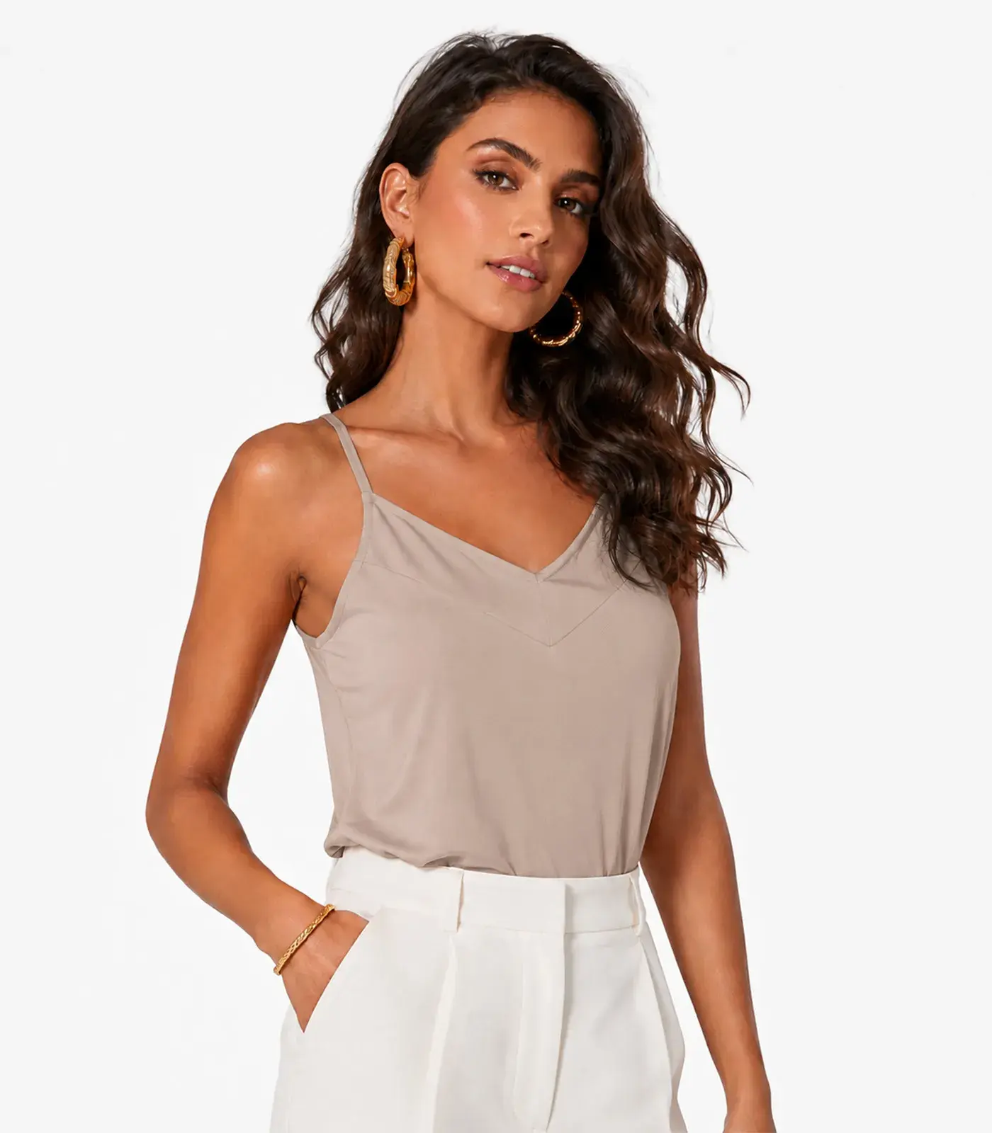 Blusa Feminina De Alça Infinita Cor Bege