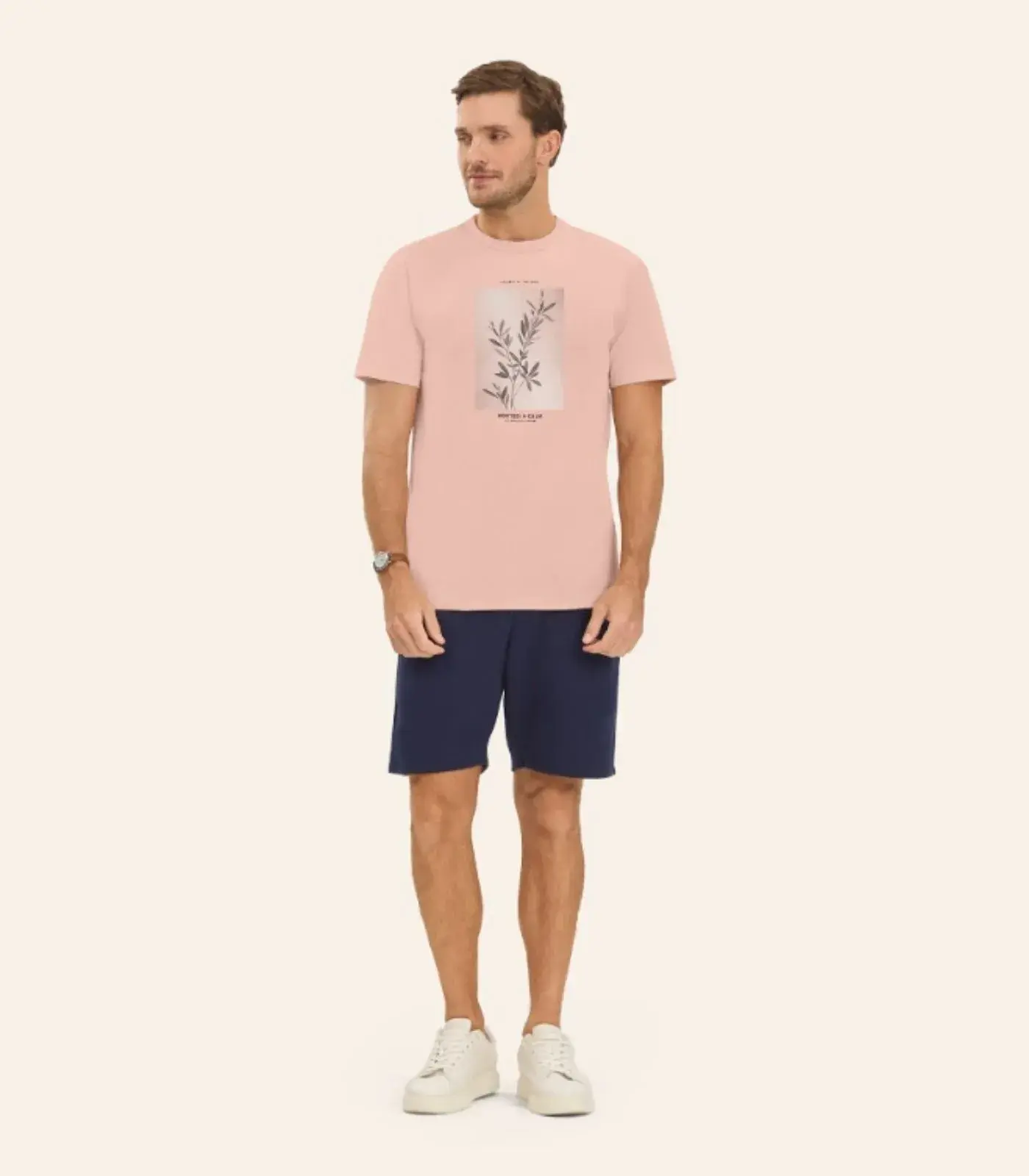 Camiseta Masculina em Meia Malha Diametro Rosa