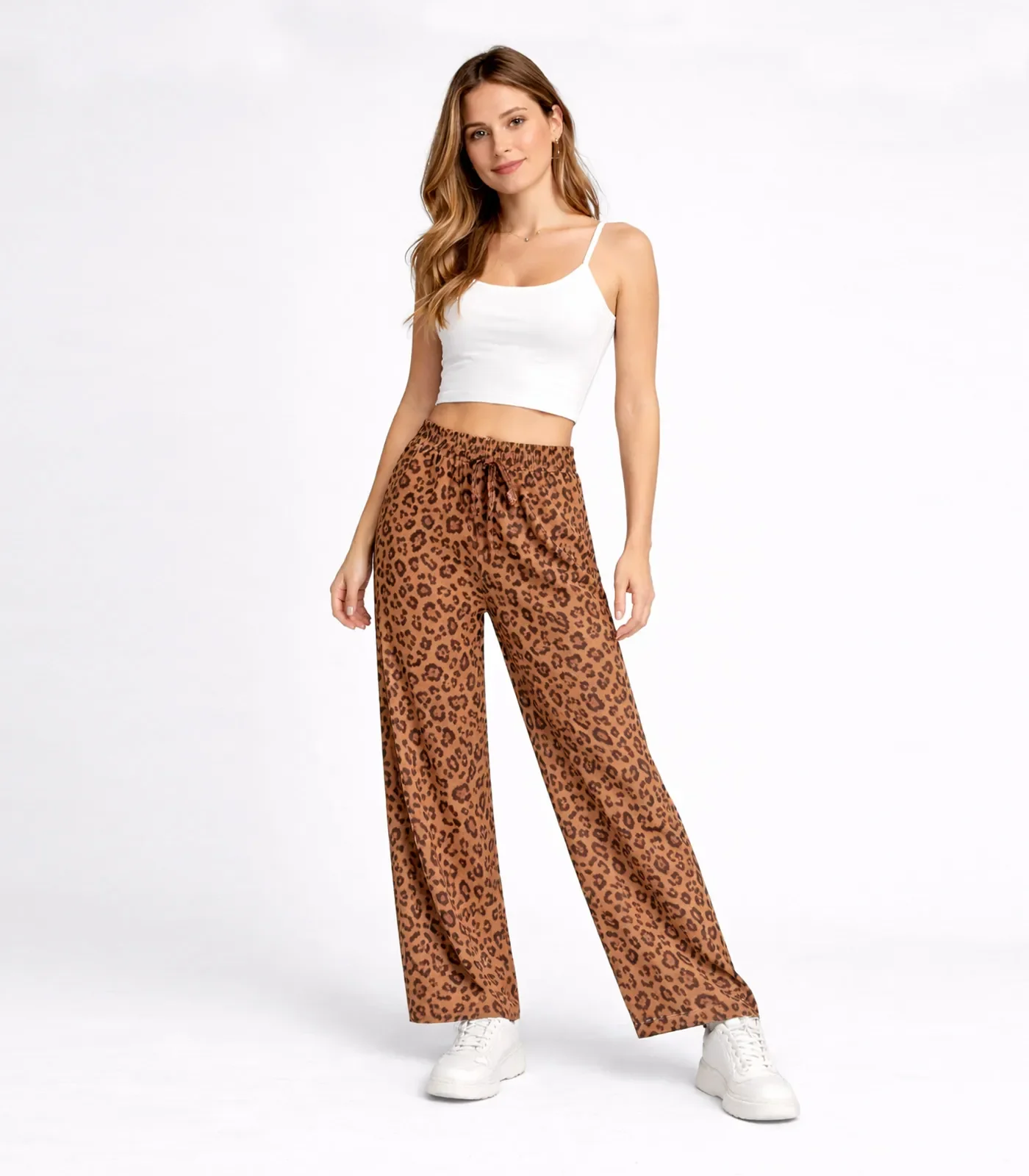 Calça De Onça Feminina Com Elástico Select Marrom — imagem 1