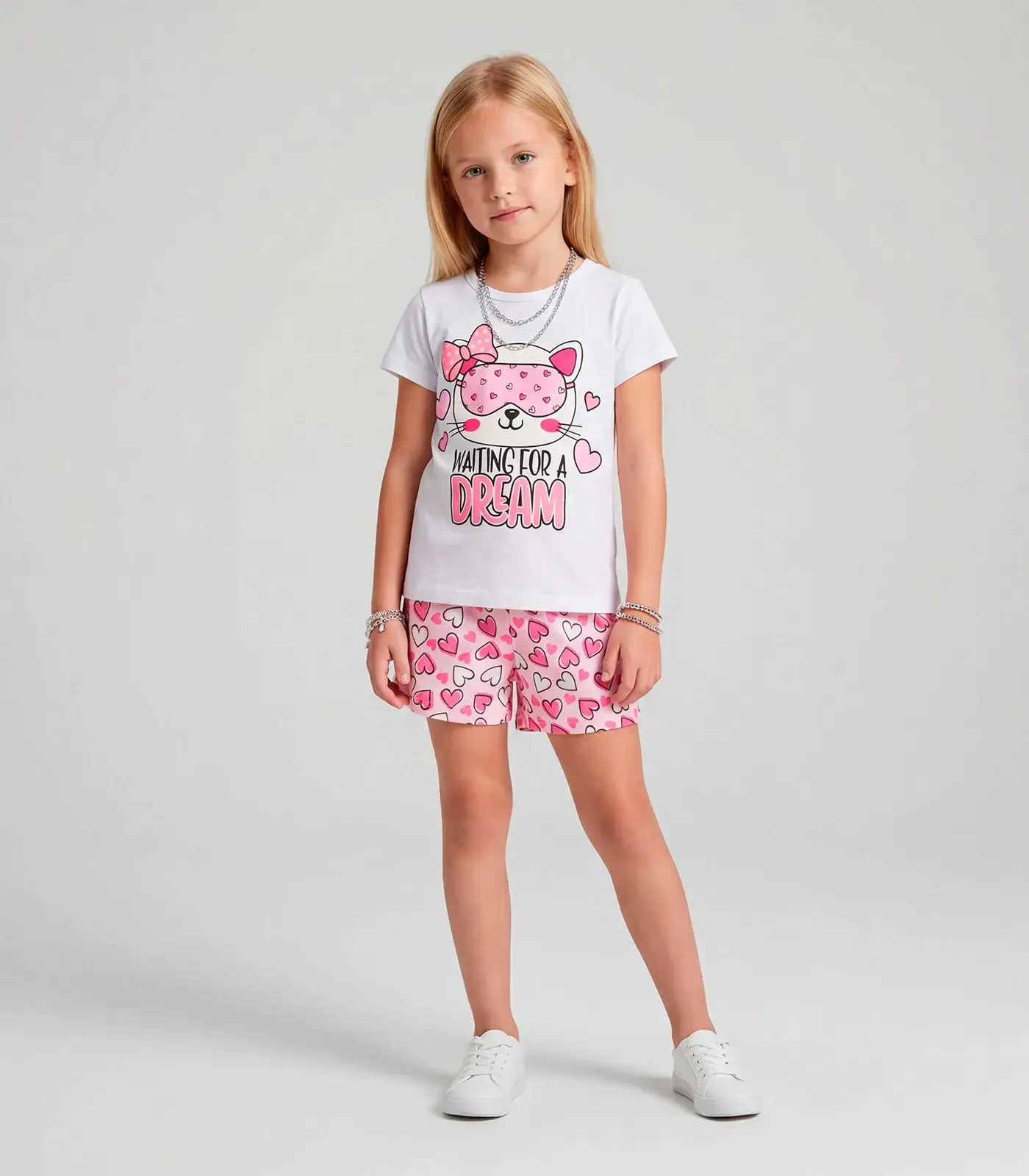Pijama Infantil Menina Brilha no Escuro Kappes Branco