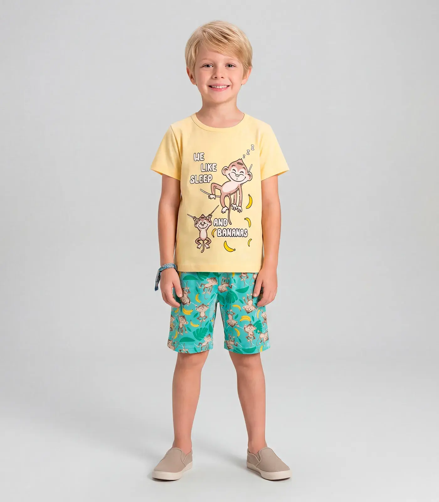 Pijama Infantil Masculino Brilha No Escuro Kappes Amarelo