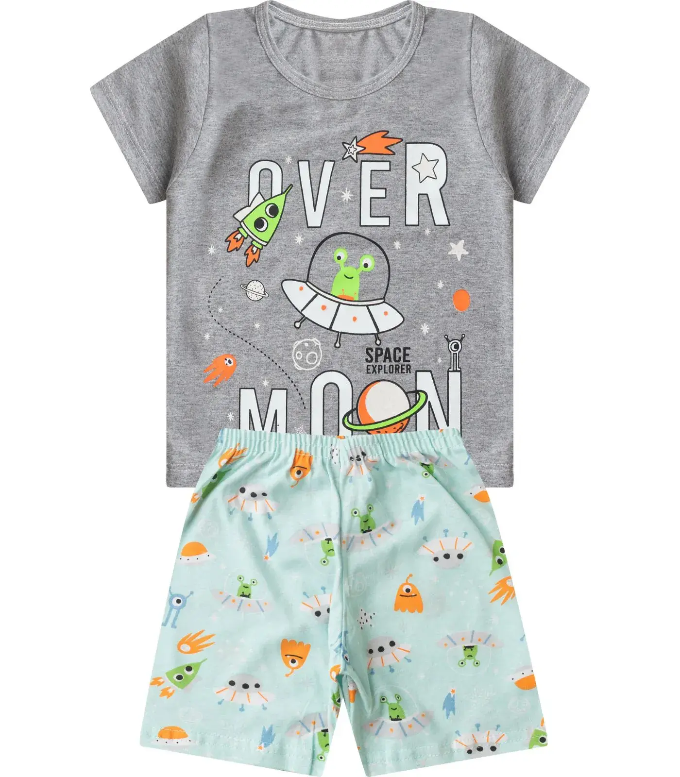 Pijama Infantil Masculino Brilha No Escuro Kappes Cinza