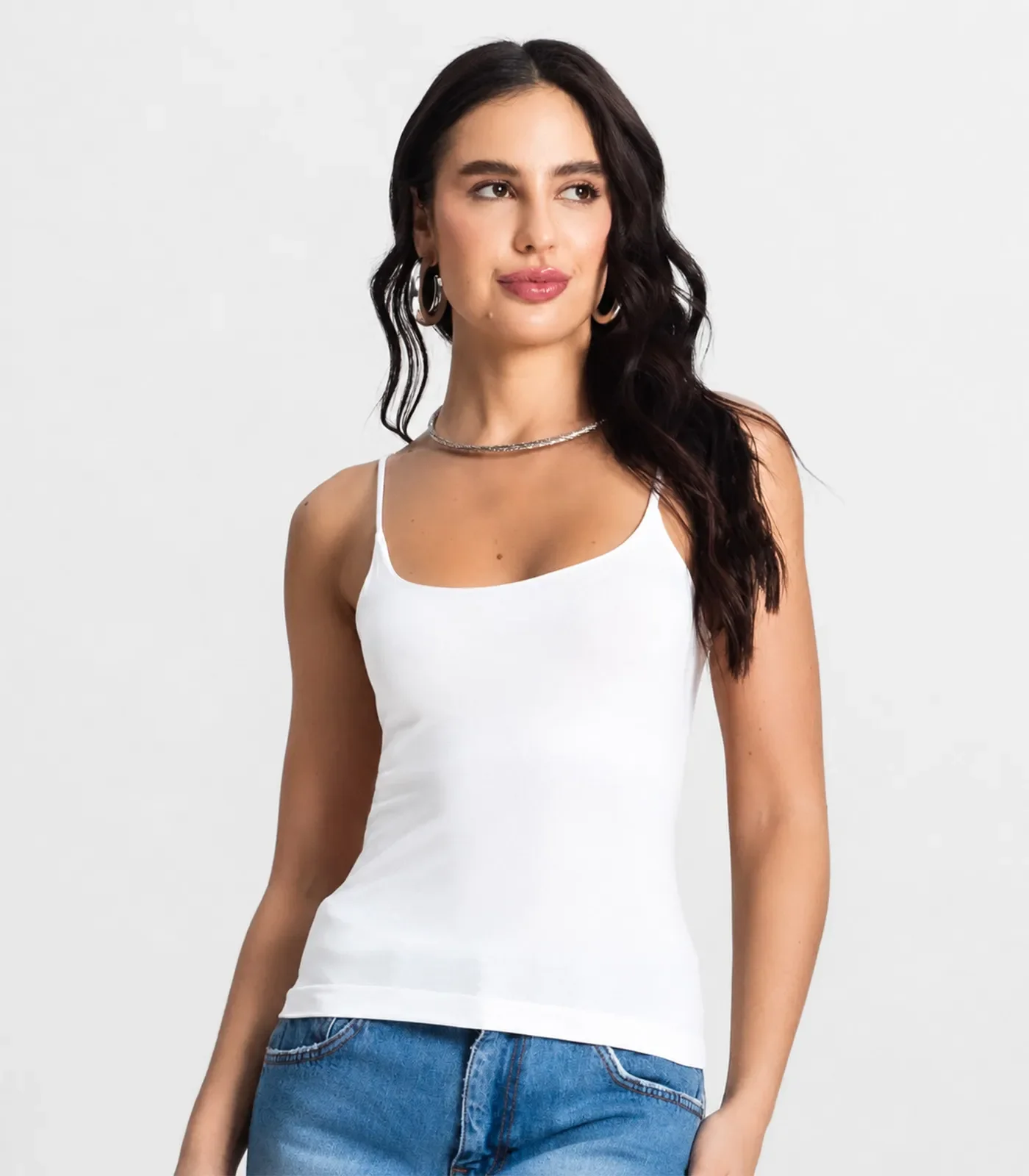 Blusa Feminina De Alça Poliamida Style Box Branco — imagem 1