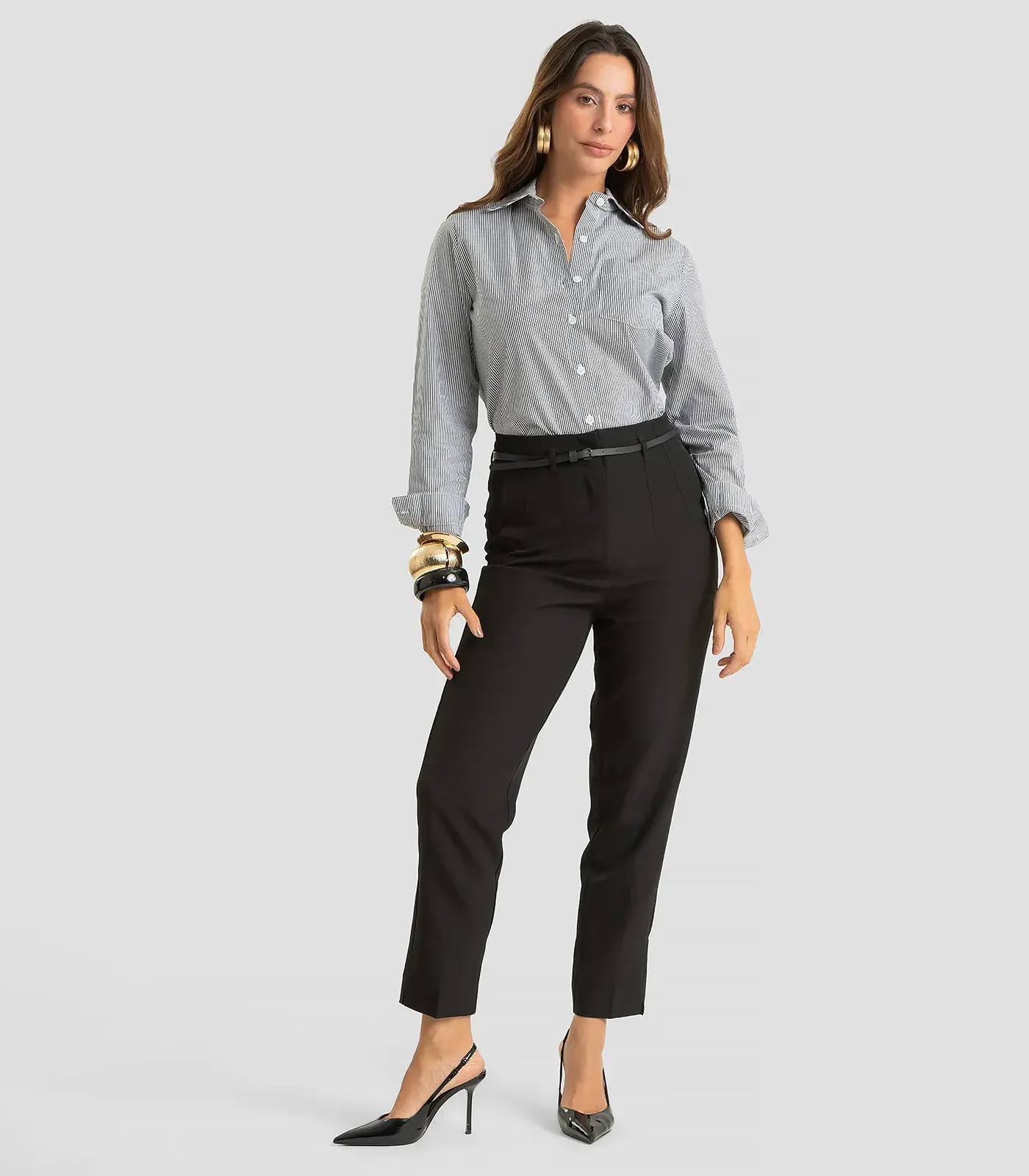 Calça Feminina Com Cinto Alfaiataria Dianna Preto