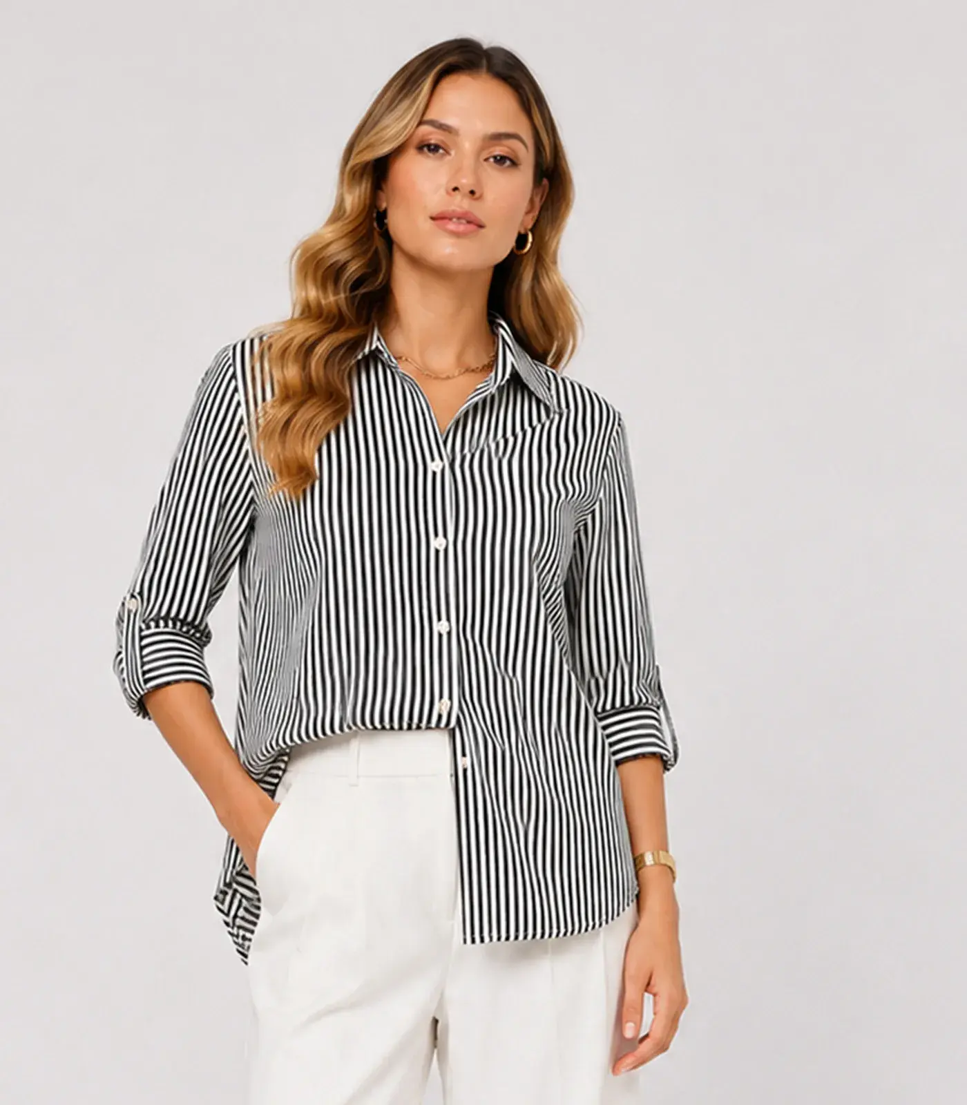 Camisa Feminina Alongada Em Viscose Style Box Azul