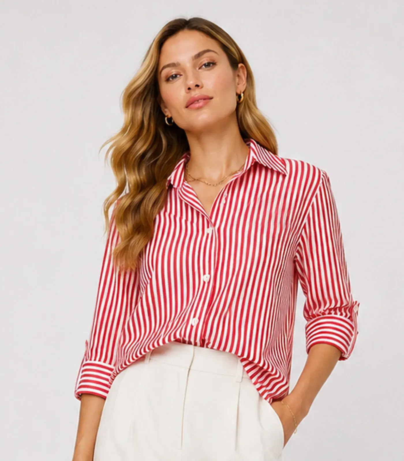 Camisa Feminina Alongada Em Viscose Style Box Vermelho