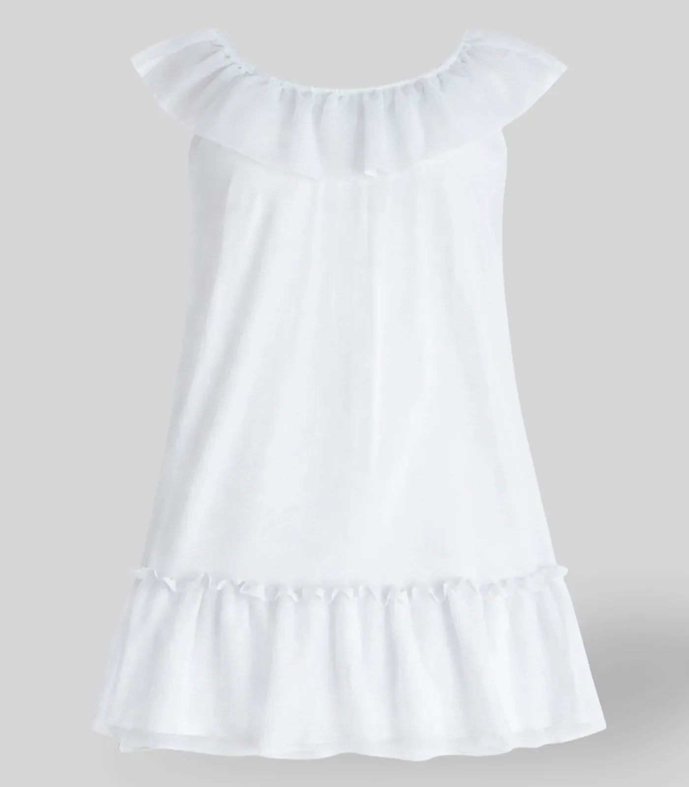 Vestido Tule Shine e Cotton Leve Trick Nick Bege