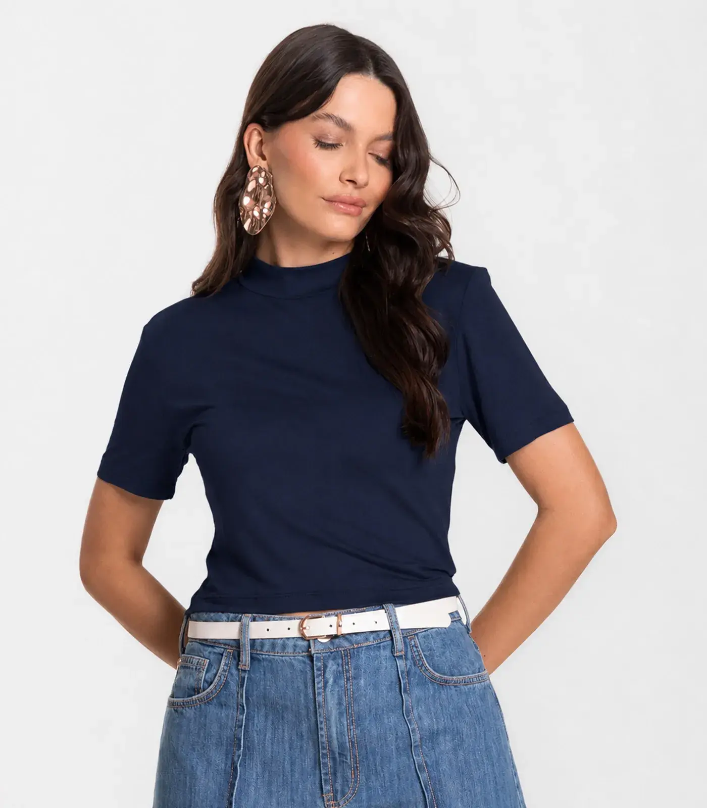 Blusa Cropped Feminina Select Azul