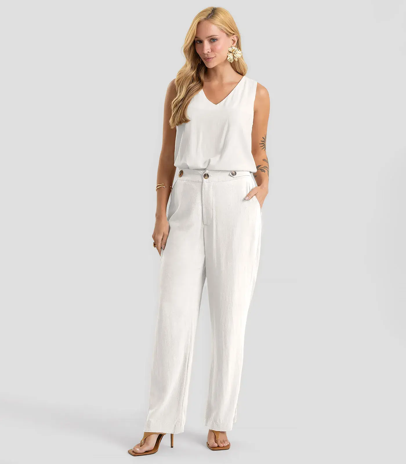 Calça Feminina Tecido Linho Strong Dianna Branco