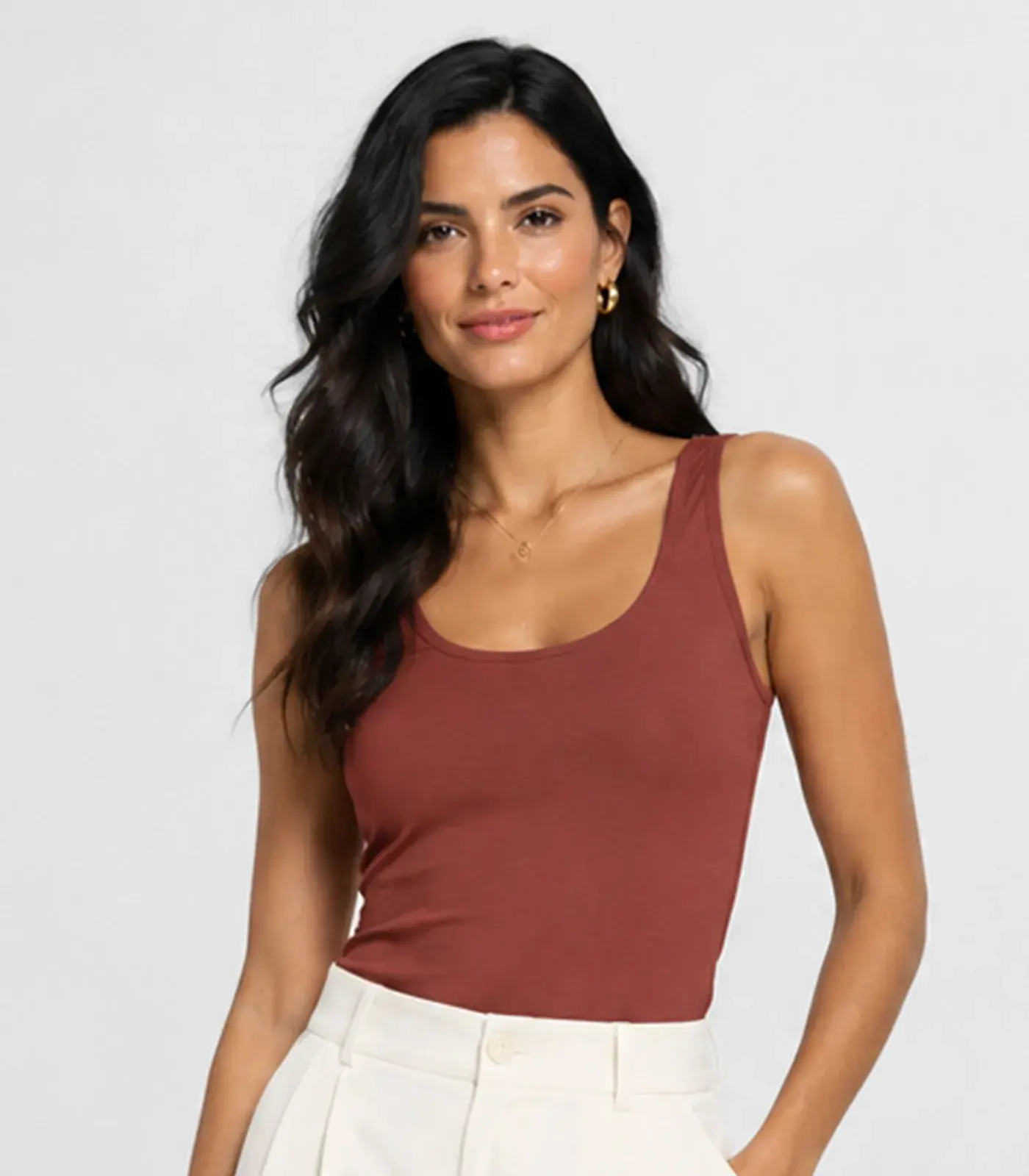 Regata Feminino Cotton 30 Básica KO Laranja