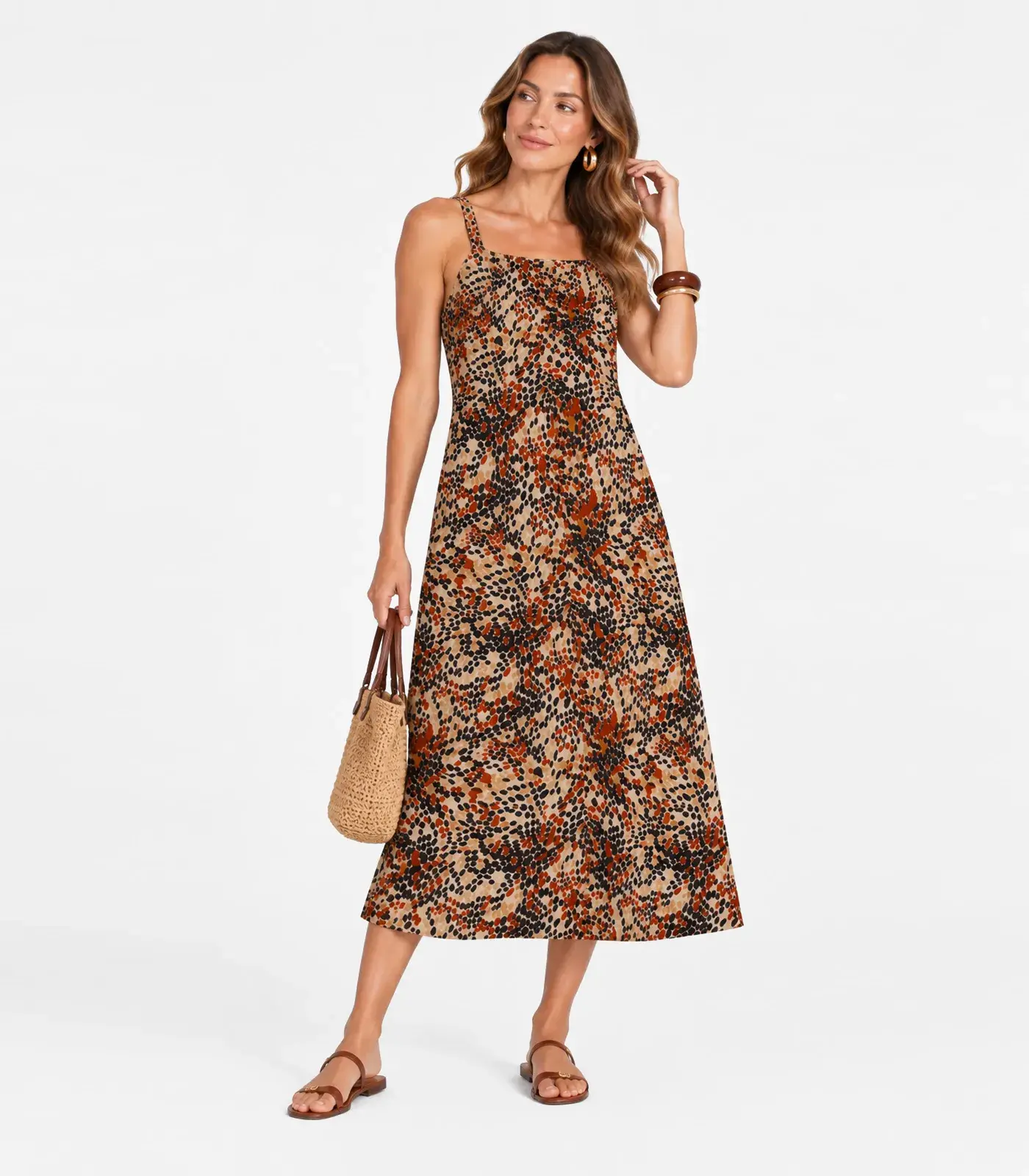 Vestido Midi Verão Feminino Infinita Cor Bege