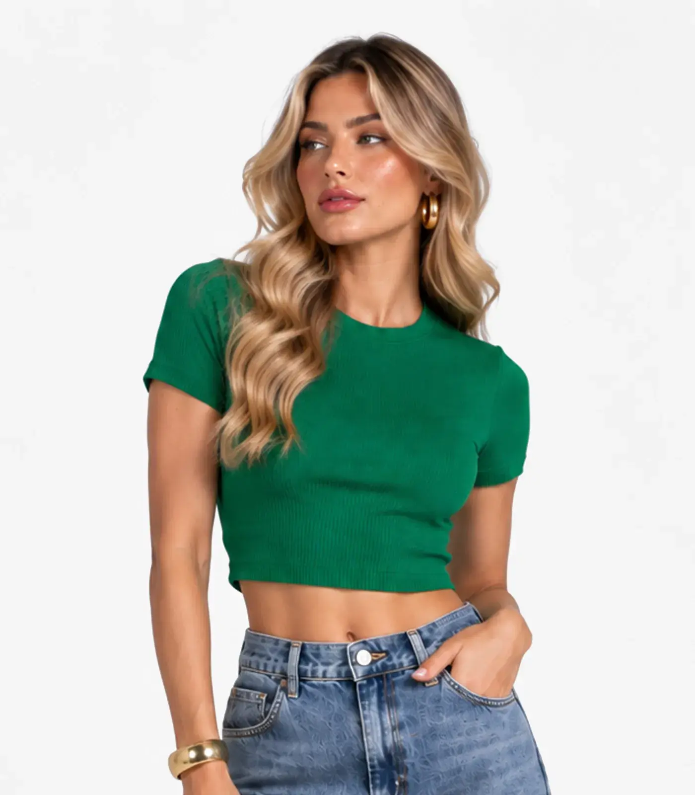 Blusa Feminina Com Tecido Canelado Rovitex Verde