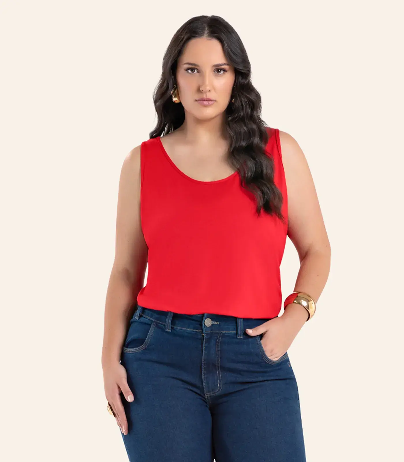 Regata Feminina Plus Size Secret Glam Vermelho
