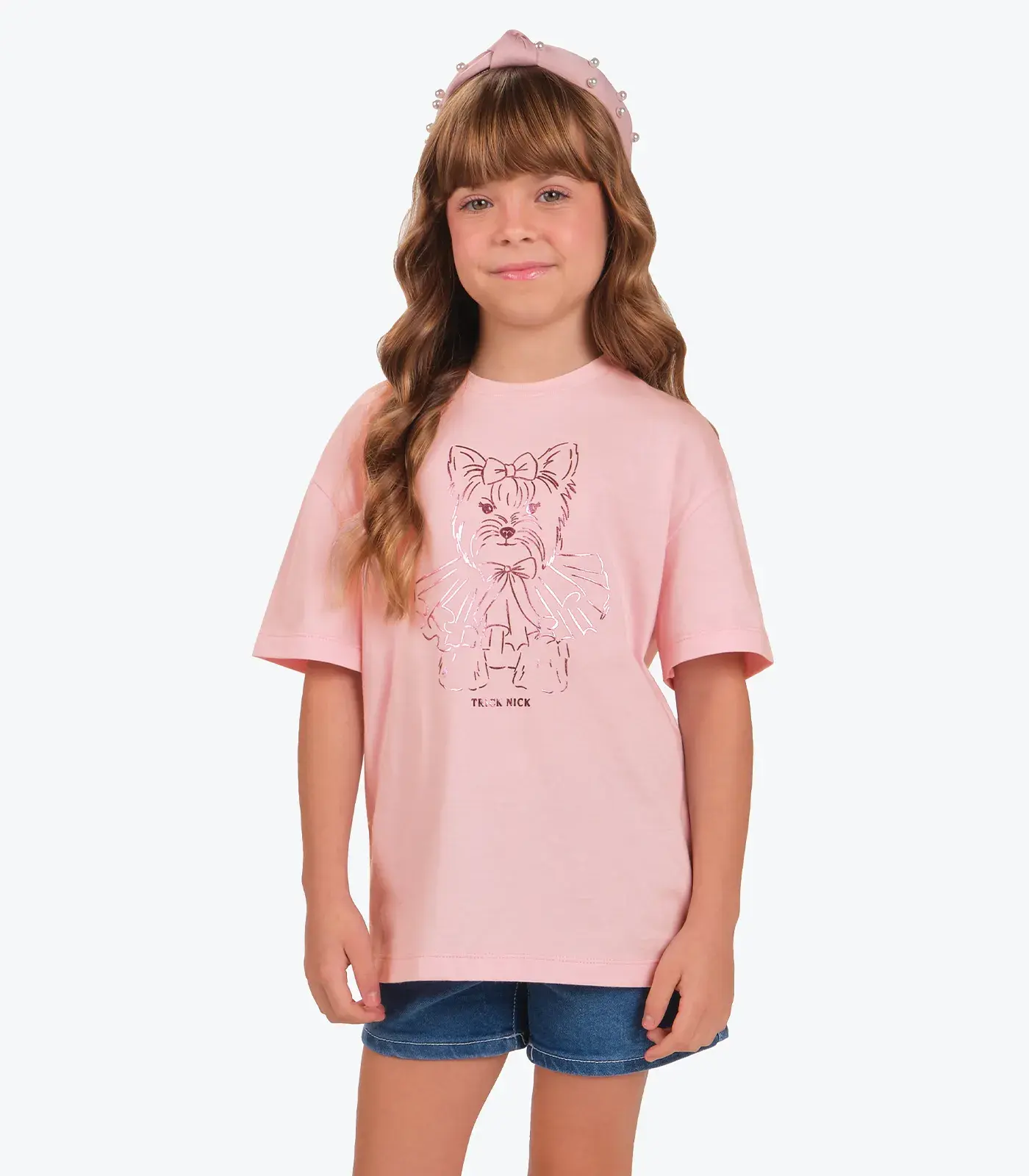 Camiseta Meia Malha Trick Nick Rosa