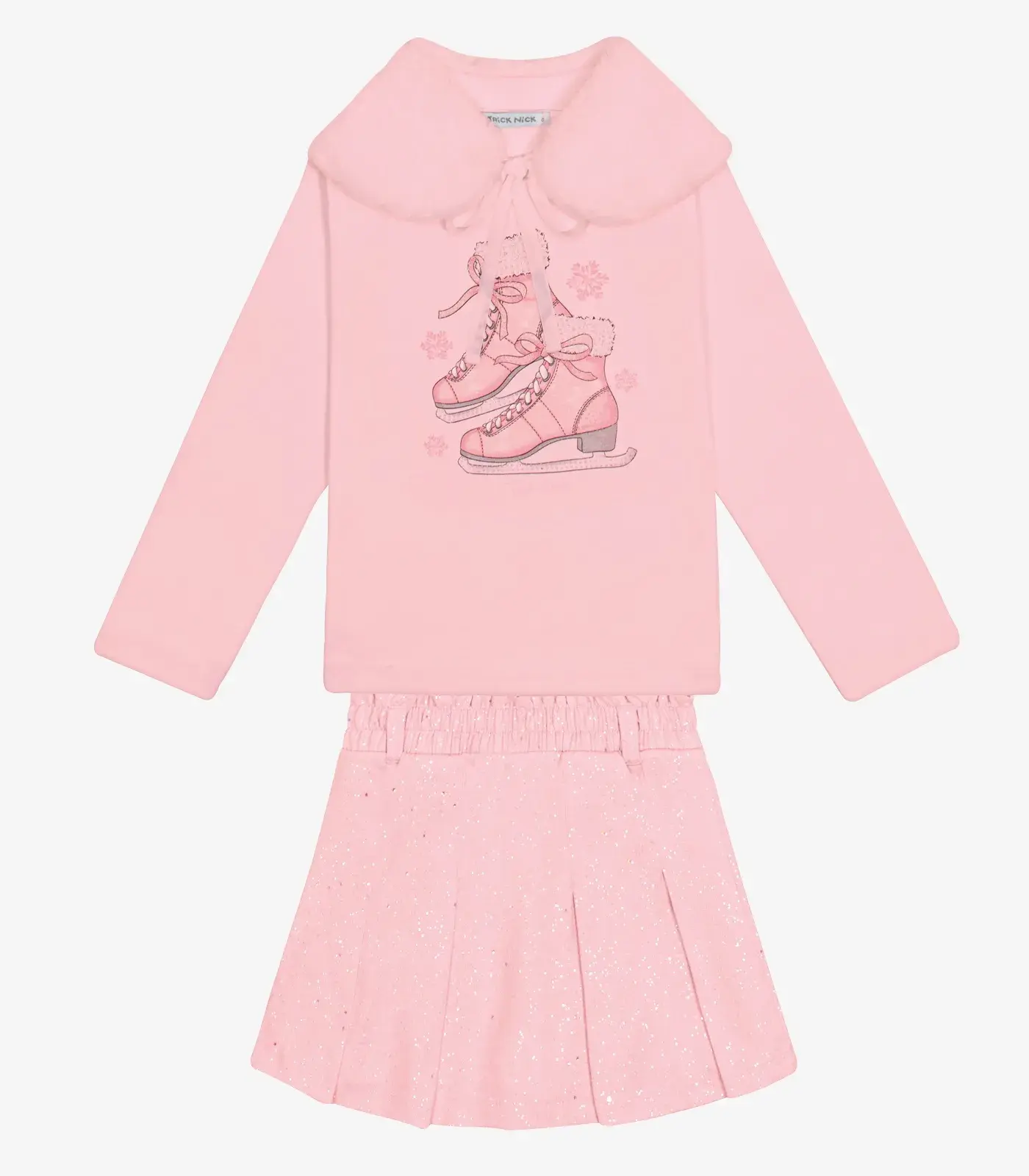 Conjunto Blusa com Gola e Saia Trick Nick Rosa