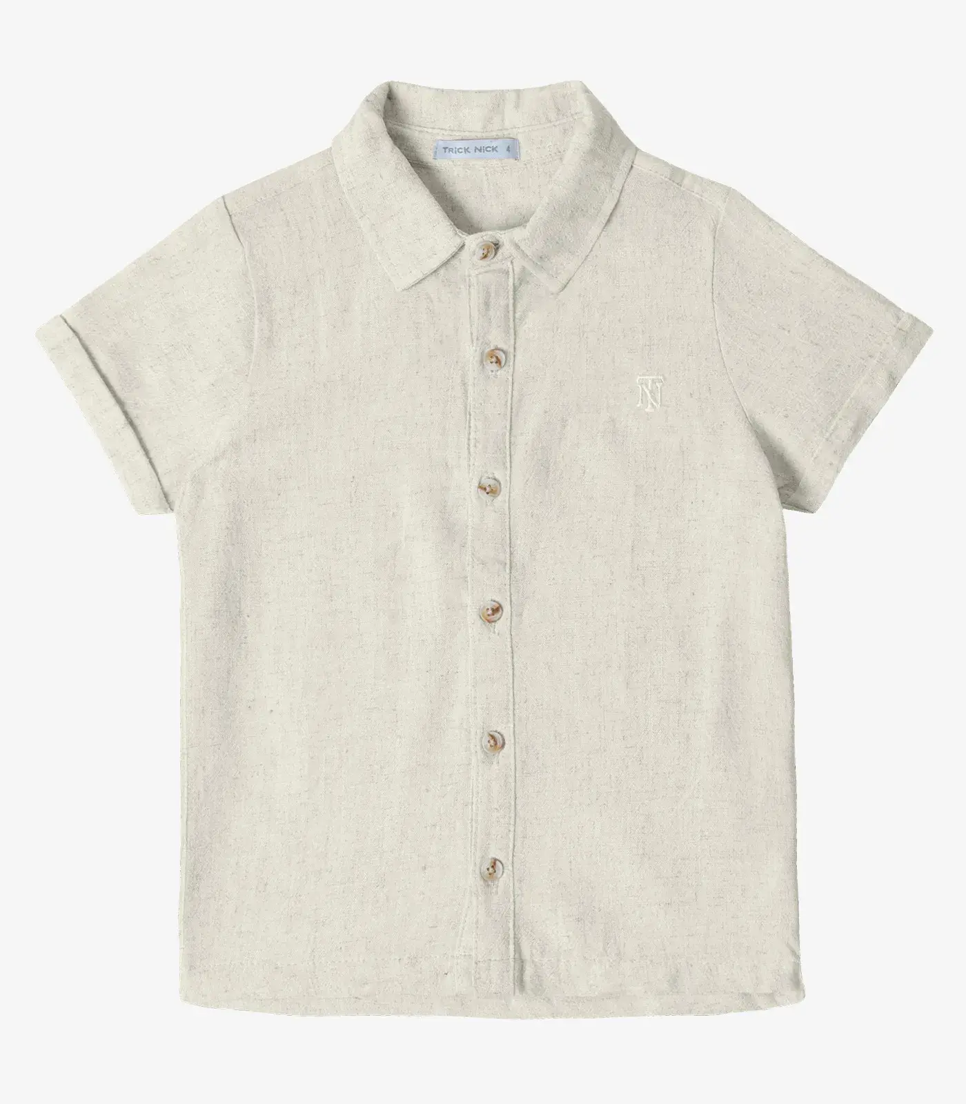 Camisa Infantil Masculina Com Botões Trick Nick Bege