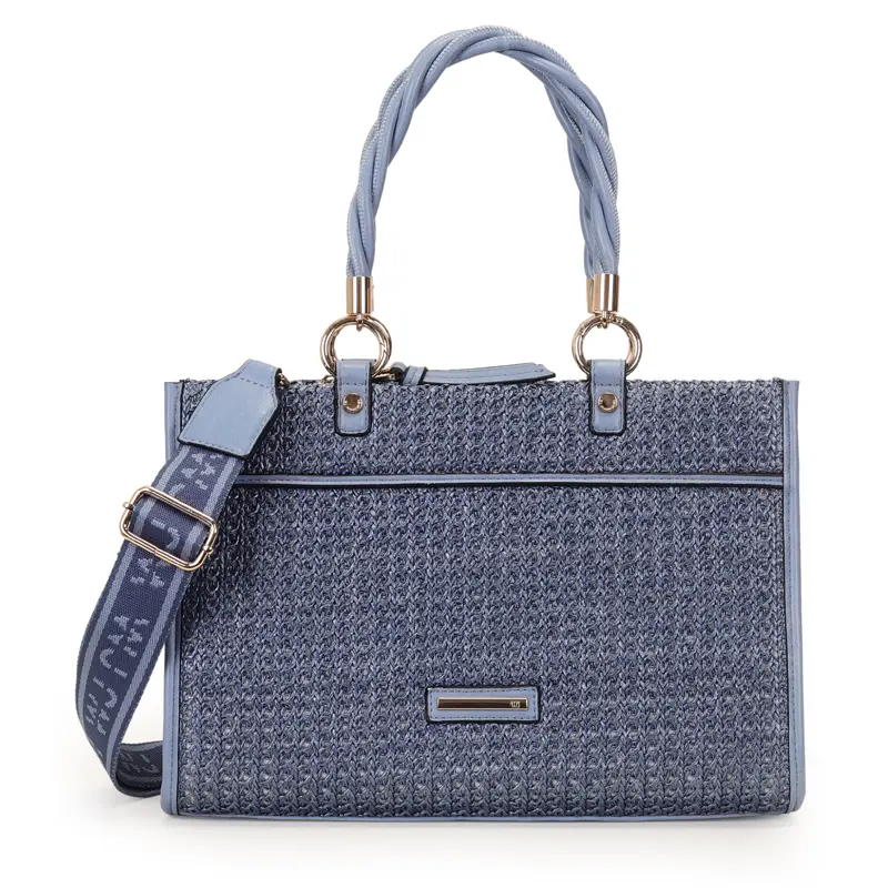 Bolsa Satchel Grande Palha Com Alça De Ombro Trançada E Alça Longa Personalizada Wj