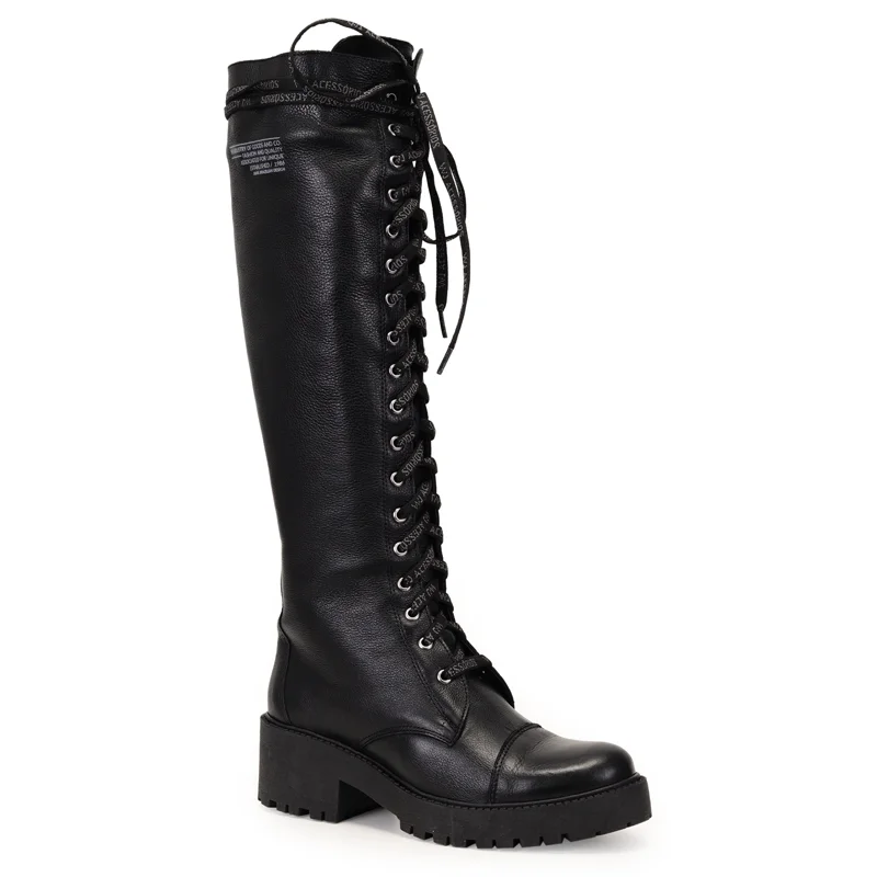 Coturno Cano Longo Couro Com Carimbo E Cadarco Personalizado 6cm