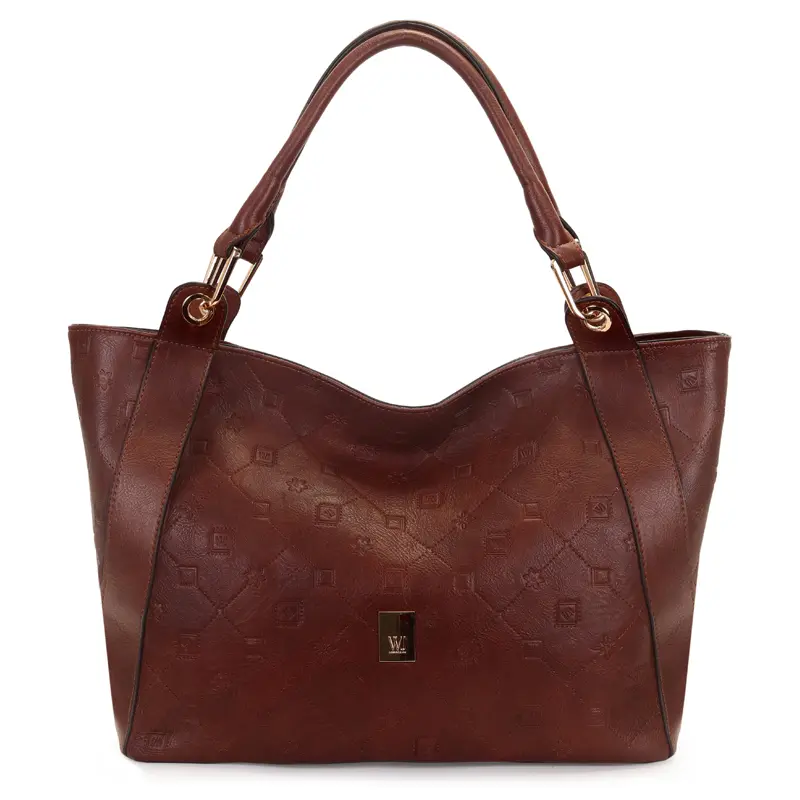 Bolsa Satchel Grande Monograma Wj Baixo Relevo