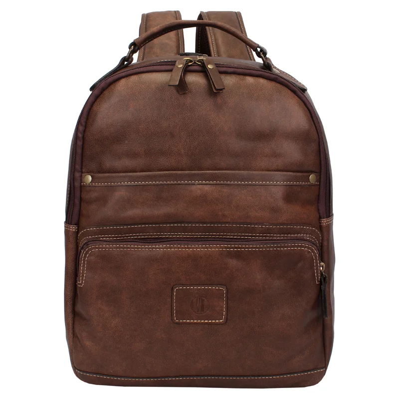 Mochila Masculina Couro Com Bolso Frontal