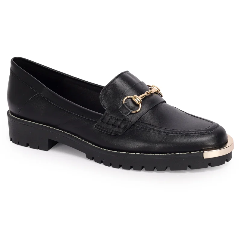 Loafer Couro Bridão E Biqueira Metal
