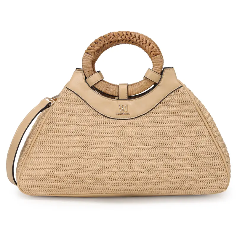 Bolsa Satchel Grande Palha Com Alca De Mao