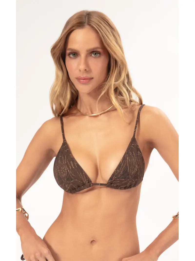 Top Cortininha Jacquard Foliage Cafe