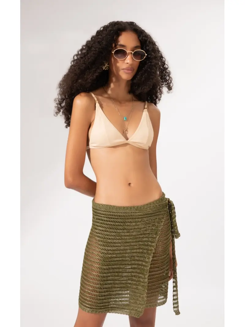 Saia Tricot Rendado Monaco Verde Oliva