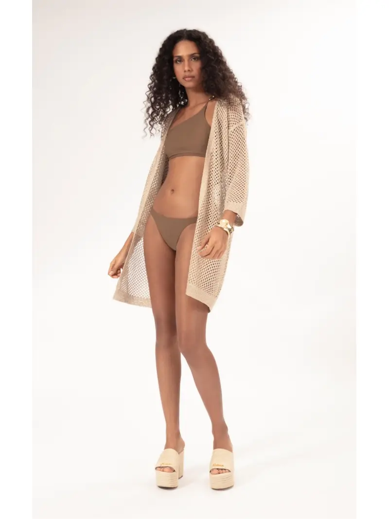 Saída Curta Tricot Lurex Dourado