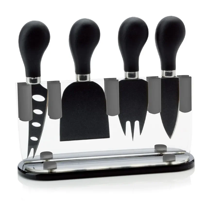 Conjunto de 4 Facas para Queijo Kenya Preto — imagem 1