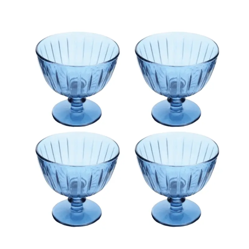 4 Taças de Sobremesa em Cristal Ecológico 270ml Azul