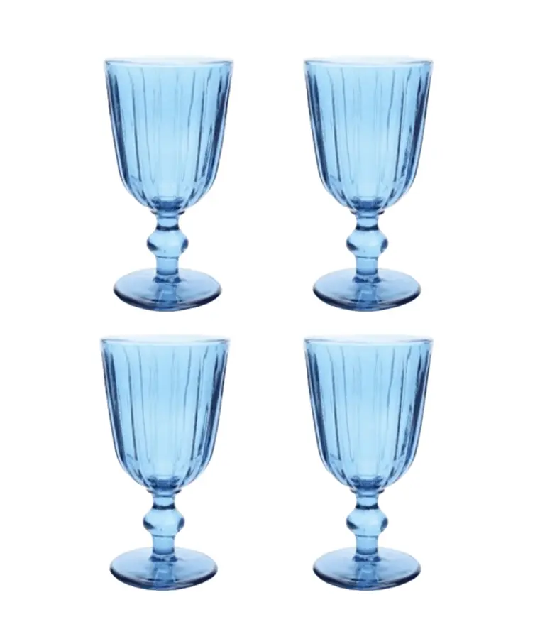4 Taças para Vinho em Cristal Ecológico 250ml Azul