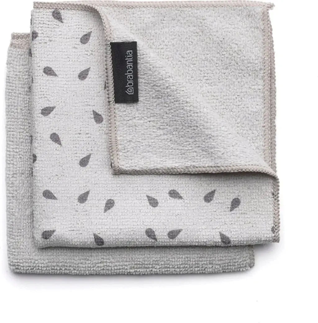 2 Panos de Limpeza Microfibra Dots 30x30cm Brabantia Cinza Escuro