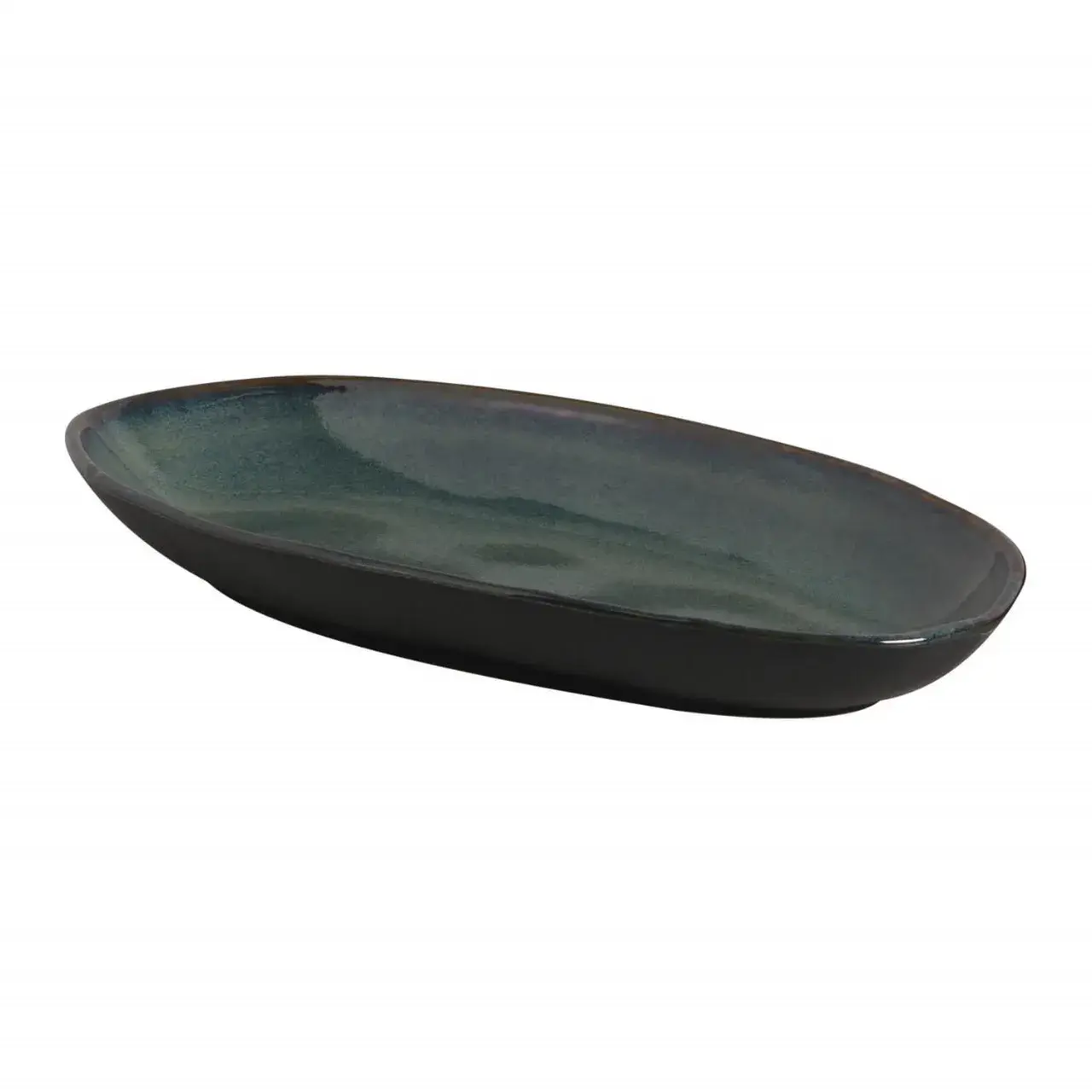 Travessa Geo Orgânico Oval Cerâmica 32X16cm Porto Brasil Azul