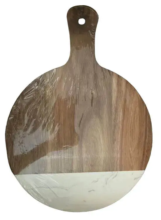 Tábua em Madeira e Mármore 36cm Kenya
