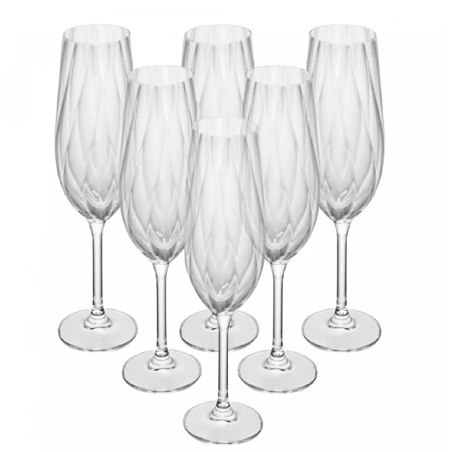 6 Taças de Champanhe em Cristal Ecológico Optic 270ml Bohemia
