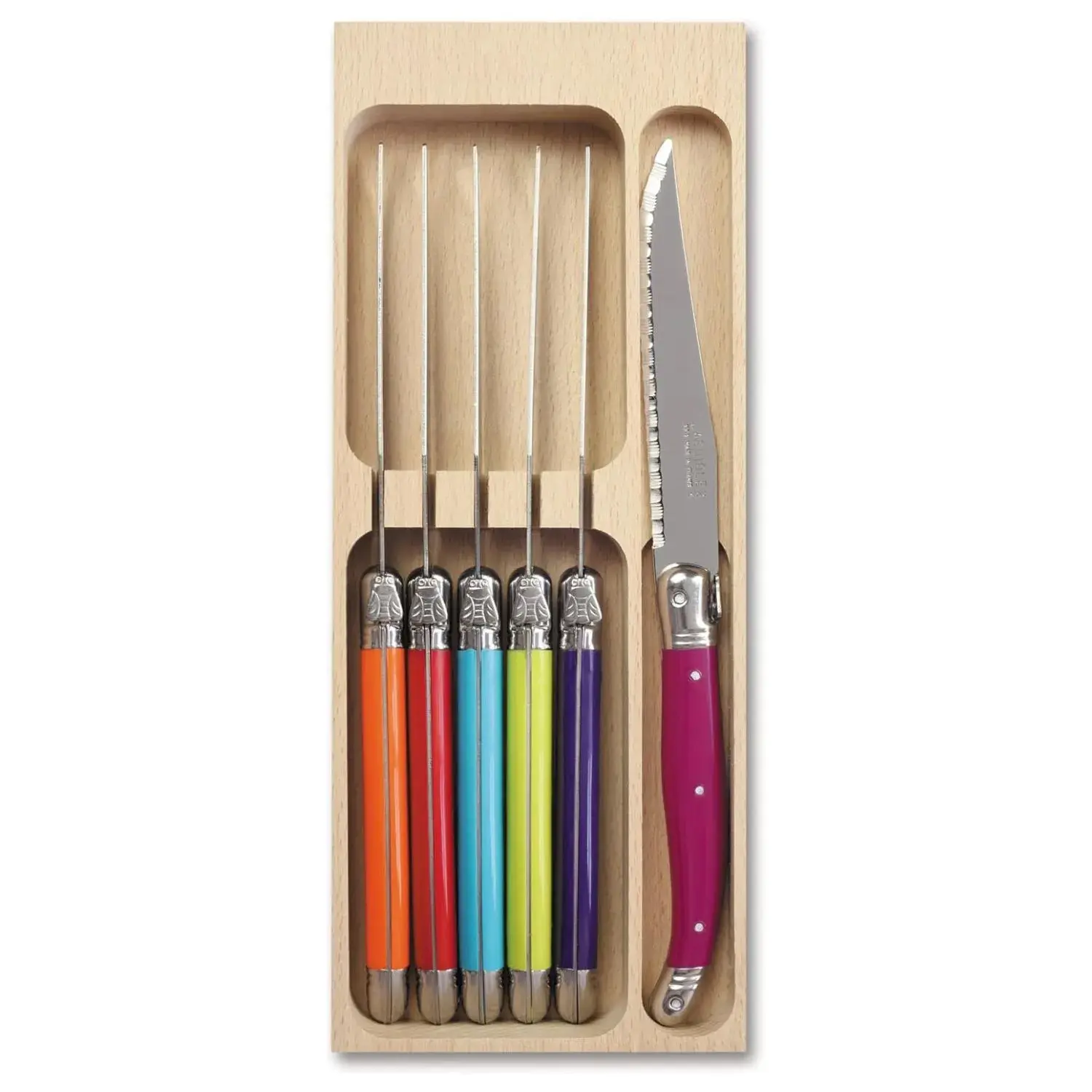 6 Facas Laguiole em Aço Inox Coutelerrie Neron Coloridas