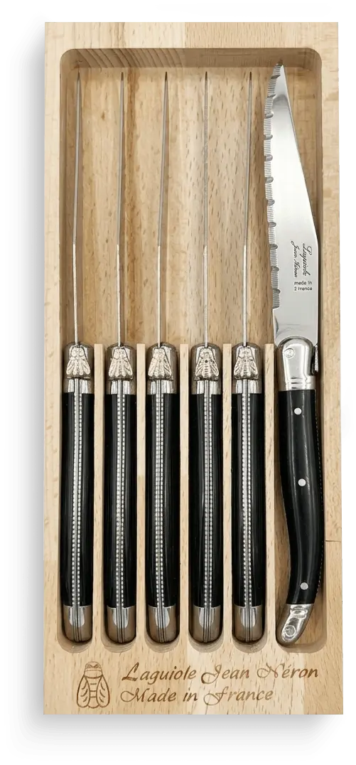 Conjunto de 6 Facas Laguiole Preta em Aço Inox Jean Néron