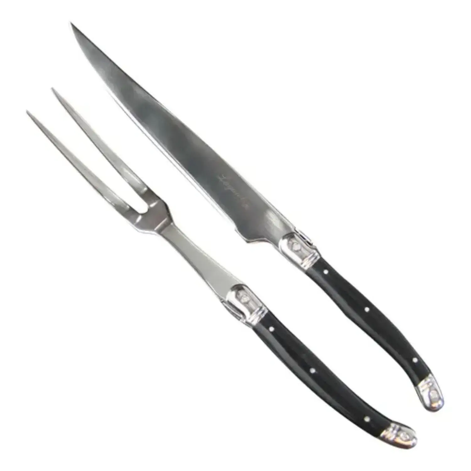 Kit Churrasco Garfo e Faca em Inox Preto 2 Peças Laguiole