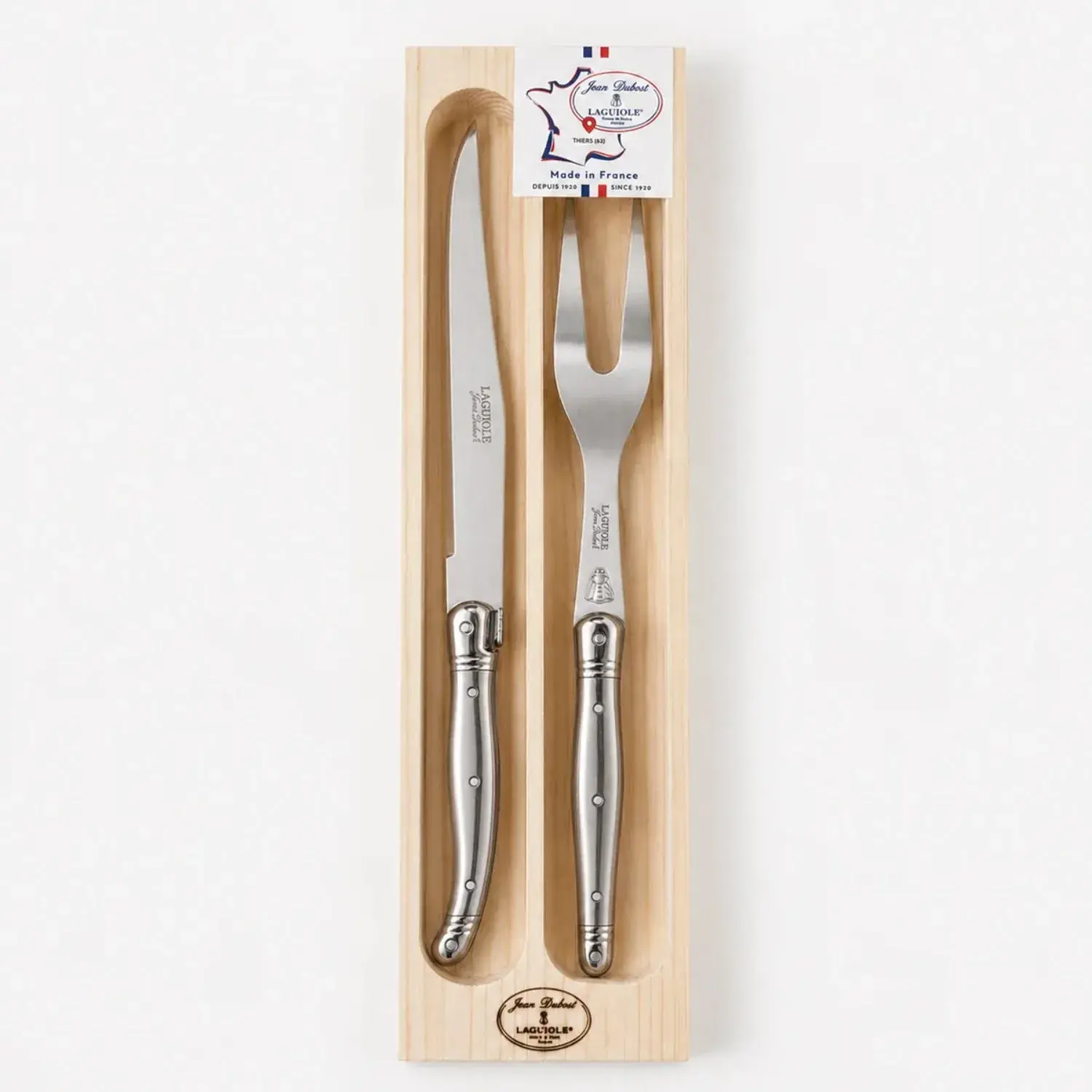 Kit Churrasco Garfo e Faca em Inox 2 Peças Laguiole