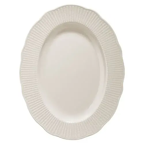 Prato Raso Oval em Porcelana Perle Branco 28cm